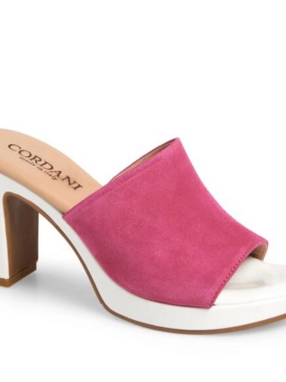 Cordani Hot Pink Suede Open-Toe Mule Heels